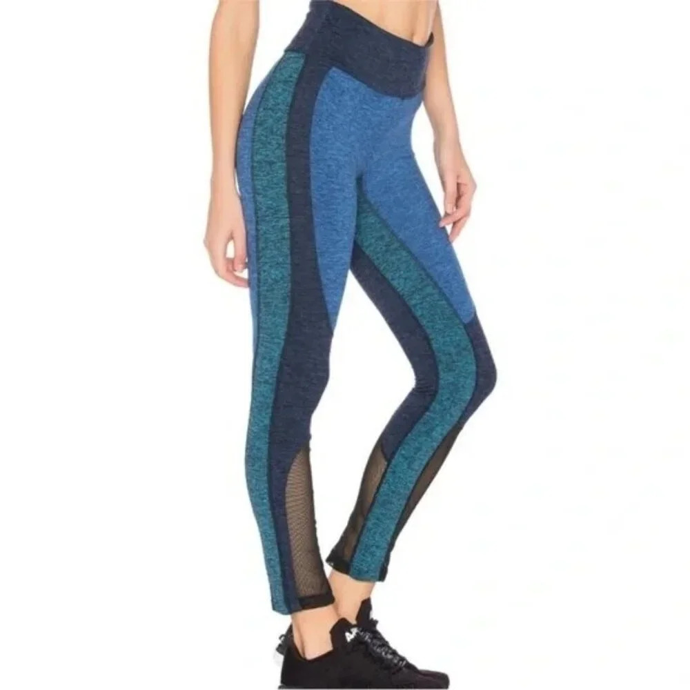 Free People Movement Dylan Blue Mesh High Waist Cropped Leggings - Picture 4 of 7